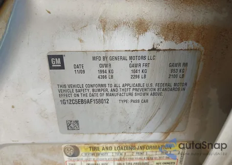 2010 Chevrolet Malibu Lt из США, поврежденный, VIN 1G1ZC5EB9AF158012